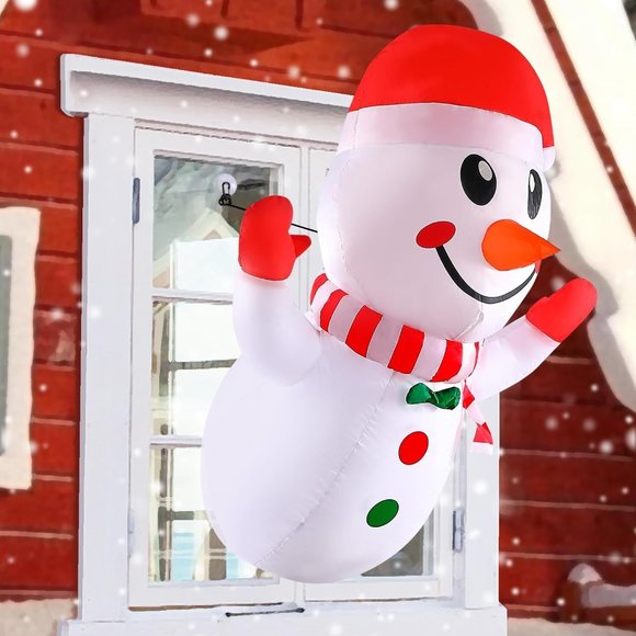 Christmas Inflatable Snowman Decor, 4ft Christmas Window Decor Blow Up,LED - Picture 1 of 6